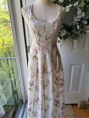 H&M Brock Collection Floral Midi Dress in Light Pink